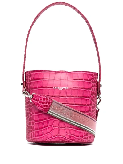Lancaster Croc-effect Bucket Bag In Pink