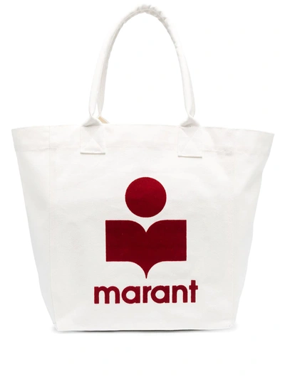 Isabel Marant Yenky Logo-flocked Cotton-canvas Tote Bag In Ivory