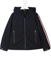 Moncler Teen Striped-trim Jacket In Blue
