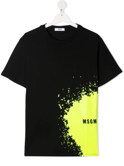 Msgm Teen Tie-dye Cotton T-shirt In Black