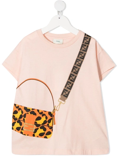 Fendi Teen Bag Print T-shirt In Rosa