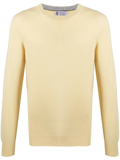 Brunello Cucinelli Crewneck Knit Sweater In Yellow