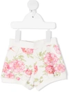 Monnalisa Roses Print Shorts In White In White