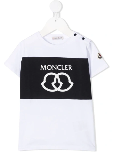 Moncler Babies' Logo印花t恤 In White