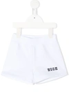Msgm Logo Print Elasticated Waist Shorts In White
