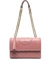 TORY BURCH EMBOSSED AND QUILTED CROSS-BODY BAG