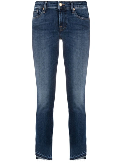 7 For All Mankind Pyper Unrolled Diagonal-hem Slim Jeans In Blue