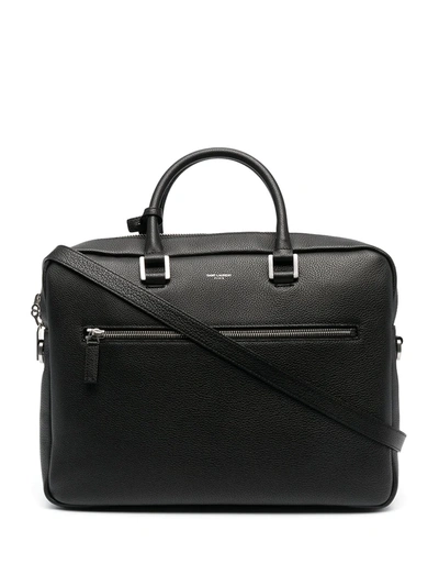 Saint Laurent Pebbled-texture Messenger Bag In Black