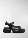 Prada Lambskin Grip Thunder-sole Sport Sandals In Black