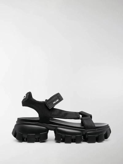 Prada Thunder Platform Sandals In Schwarz