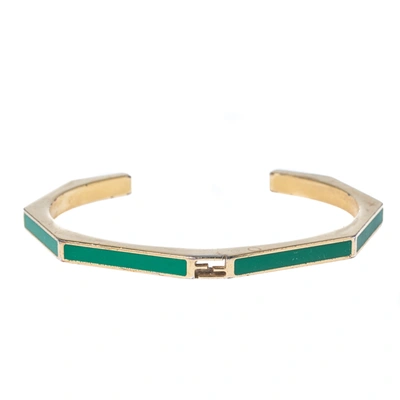 Pre-owned Fendi Green Enamel Baguette Bracelet S