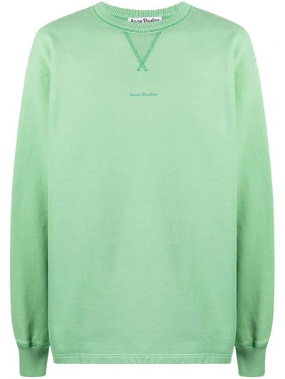 Acne Studios Fin Logo-print Cotton-jersey Sweatshirt In Mint Green