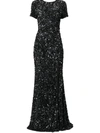 Rachel Gilbert Nixie Sequin-embellished Gown In Black