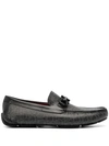 Ferragamo Parigi 19 Printed Suede Loafers In Grey