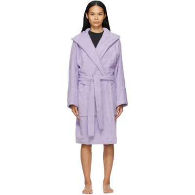 Tekla Organic Cotton Hooded Bathrobe In Lavender