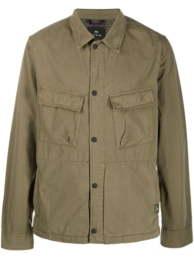 Ps By Paul Smith Spread Collar Shirt Jacket In Green