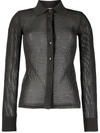 Bottega Veneta Mesh Sheer Button Down Shirt In Brown