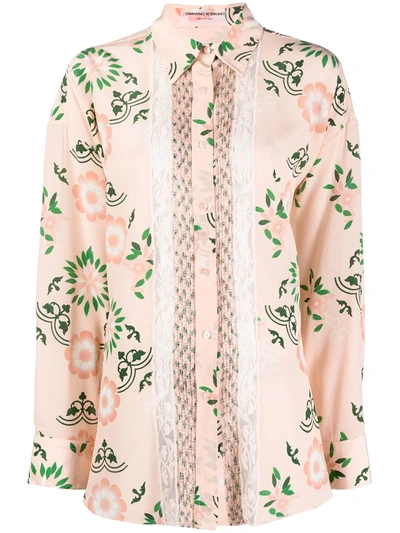 Ermanno Scervino Floral Print Long-sleeved Shirt In Neutrals