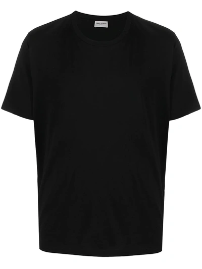 Saint Laurent Round Neck Short Sleeve T-shirt In Black