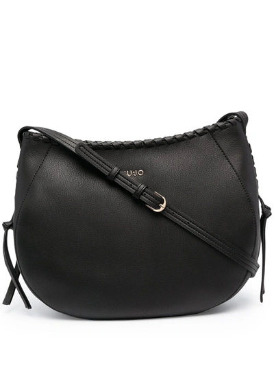 Liu •jo Woven Trim Shoulder Bag In Black