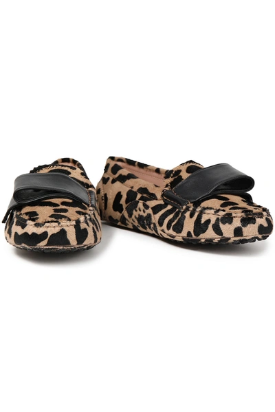 Tod's Bow-embellished Leopard-print Calf Hair Loafers In Animal Print