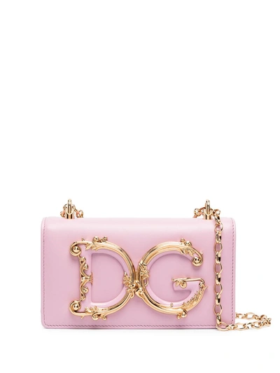 Dolce & Gabbana Logo Chain Bag In Pink & Purple