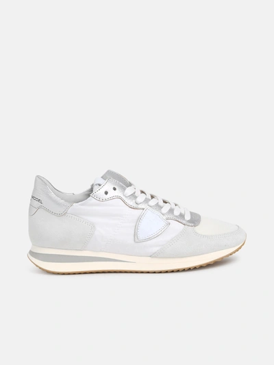 Philippe Model Trpx L Sneakers In White Suede And Fabric