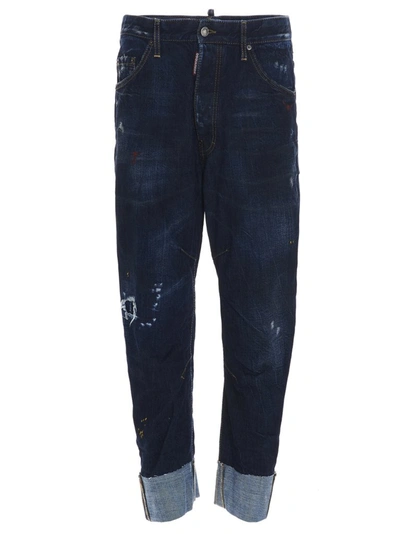 Dsquared2 Rear Patched Cropped Jeans In Blue