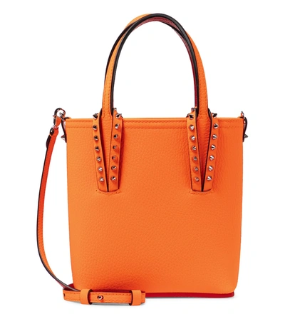 Christian Louboutin Cabata N/s Mini Desert Leather Tote Bag In Orange