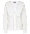 Ganni Ruffled Collar Blouse Featuring Pleats In White