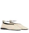 Jil Sander Cream Whipstitched Leather Flats In White
