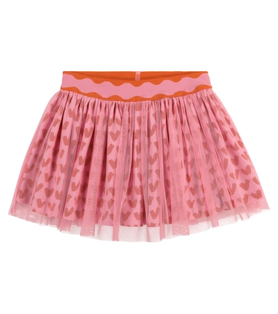 Stella Mccartney Kids' Hearts 薄纱半身裙 In Pink