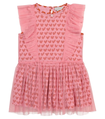 Stella Mccartney Kids' Convertible Printed Tulle And Cotton Dress In Pink