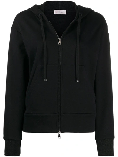 Moncler Cotton Sweatshirt Hoodie W/ Logo Patch In Black