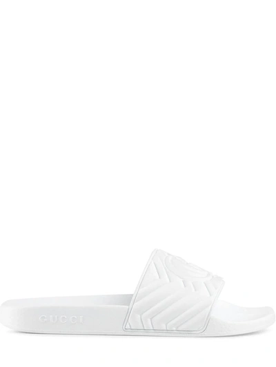 Gucci Pursuit Striped Rubber Sliders In Great White