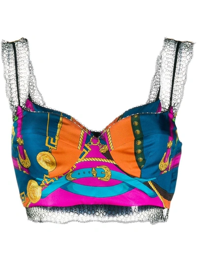 Versace Bustier With Barocco Rodeo Print In Mutlicolor