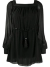 Saint Laurent Square Neck Mini Dress In Black
