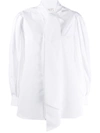 Alexander Mcqueen Silk Ruffled-front V-neck Blouse In White