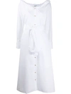 Kenzo Tie-waist Button-through Midi Dress In White