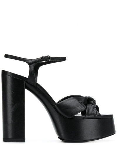 Saint Laurent Bianca Leather Platform Sandals In Black