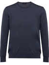 Prada Knitted Crew Neck Sweater In Grey