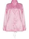 BALENCIAGA LOGO RAINCOAT IN PINK NYLON SATIN