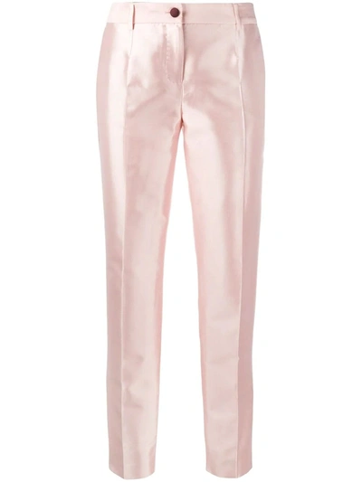Dolce & Gabbana Dolce E Gabbana Silk Straight Tailored Trousers In Pink