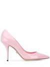 DOLCE & GABBANA DOLCE E GABBANA BABY PINK LEATHER POINTED TOE PUMPS