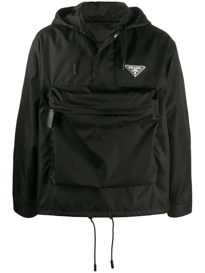 Prada Large Pocket Windbreaker Jacket In Black