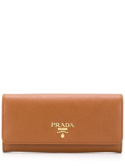 Prada Leather Wallet In Brown
