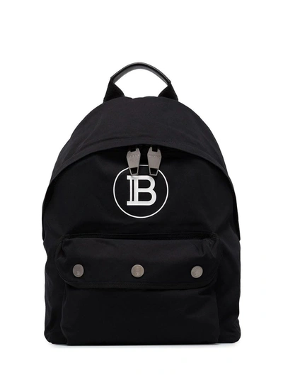 Balmain Black Nylon B-back Backpack