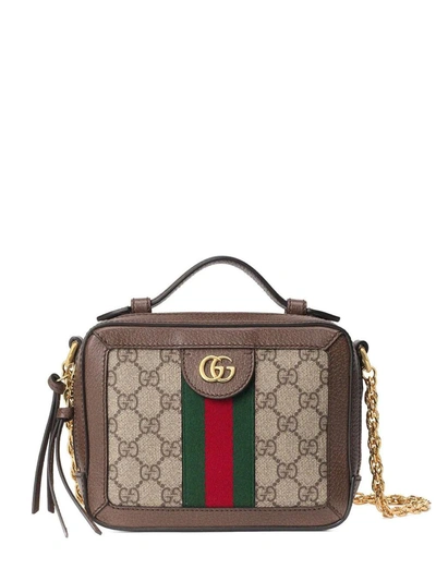 Gucci Ophidia Beige Leather Shoulder Bag In Grey