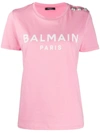 BALMAIN COTTON T-SHIRT WITH BALMAIN LOGO PRINT