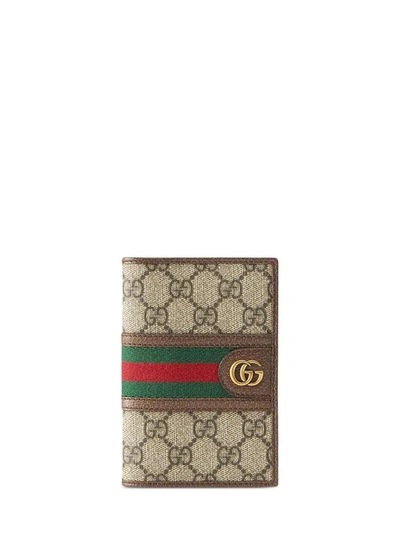 Gucci 驼色 And 棕色 Ophidia 护照套 In Beige